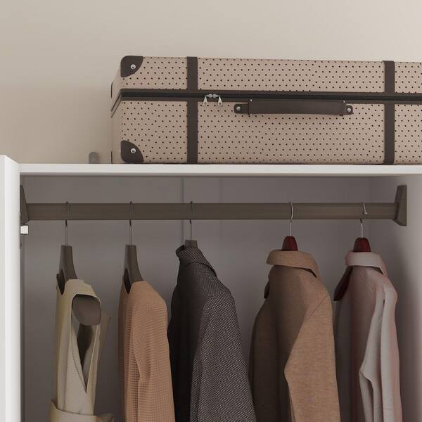 FUFU&GAGA White Wood 63 in. Bedroom Armoire with Adjustable