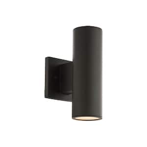 Cylinder Bronze LED Double Up and Down Outdoor Wall Cylinder Light, 3000K