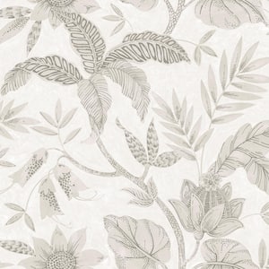 Rainforest Leaves Ivory and Daydream Gray Botanical Paper Strippable Roll (Covers 60.75 sq. ft.)