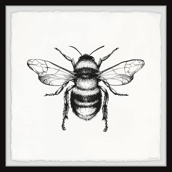 Unbranded "Bee Happy" by Marmont Hill Framed Animal Art Print 32 in. x 32 in.