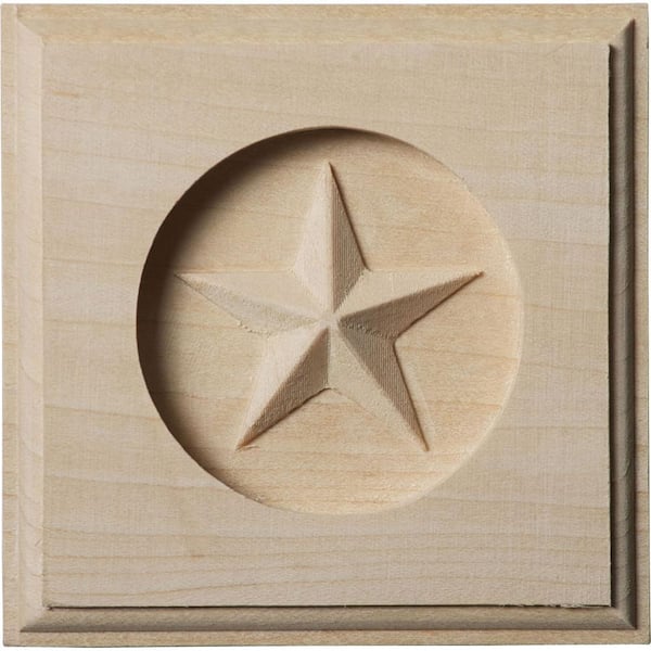 Ekena Millwork 5/8 in. x 3-1/2 in. x 3-1/2 in. Unfinished Wood Rubberwood Austin Star Rosette