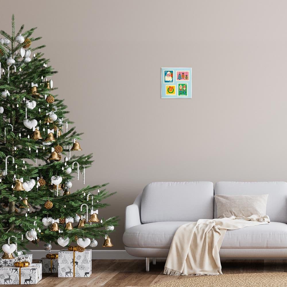 Vintage Christmas Postage Stamps by Carrie Cantwell Unframed Abstract Graphic Art Print 12 in. x 12 in. price history on PriceWatchPro