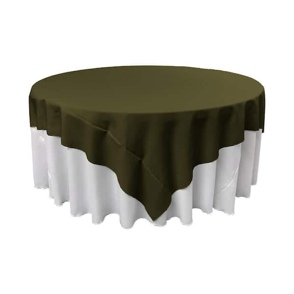 LA Linen 90 in. x 90 in. Olive Polyester Poplin Square Tablecloth