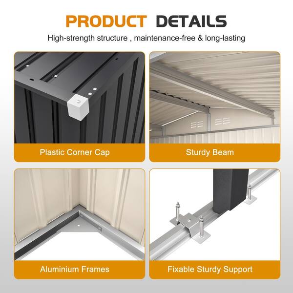 12ftx23ft Grey Metal Heavy Duty Steel Carport Storage Shed Garage 12ftx23ft Grey Metal Heavy Duty Steel Carport Storage Shed Garage