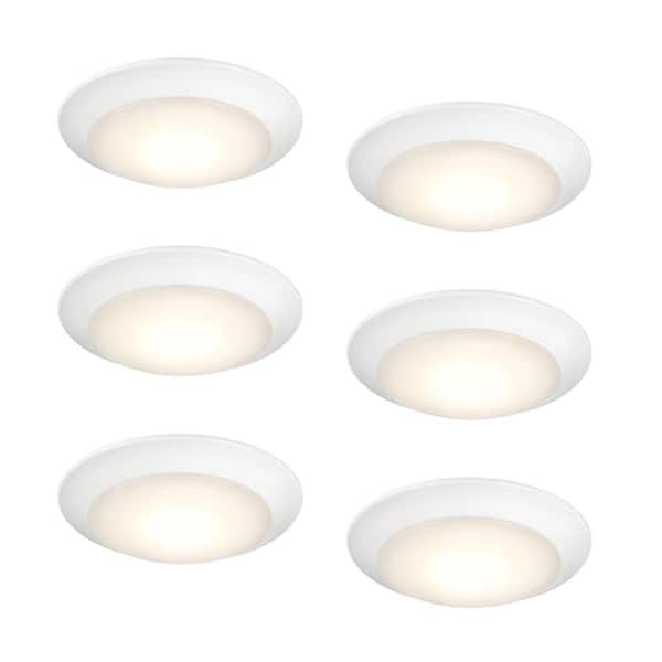EnviroLite Integrated LED 9.5 in. Round Modern White Selectable 5-CCT Disk Flush Mount for Bedrooms (6-Pack)