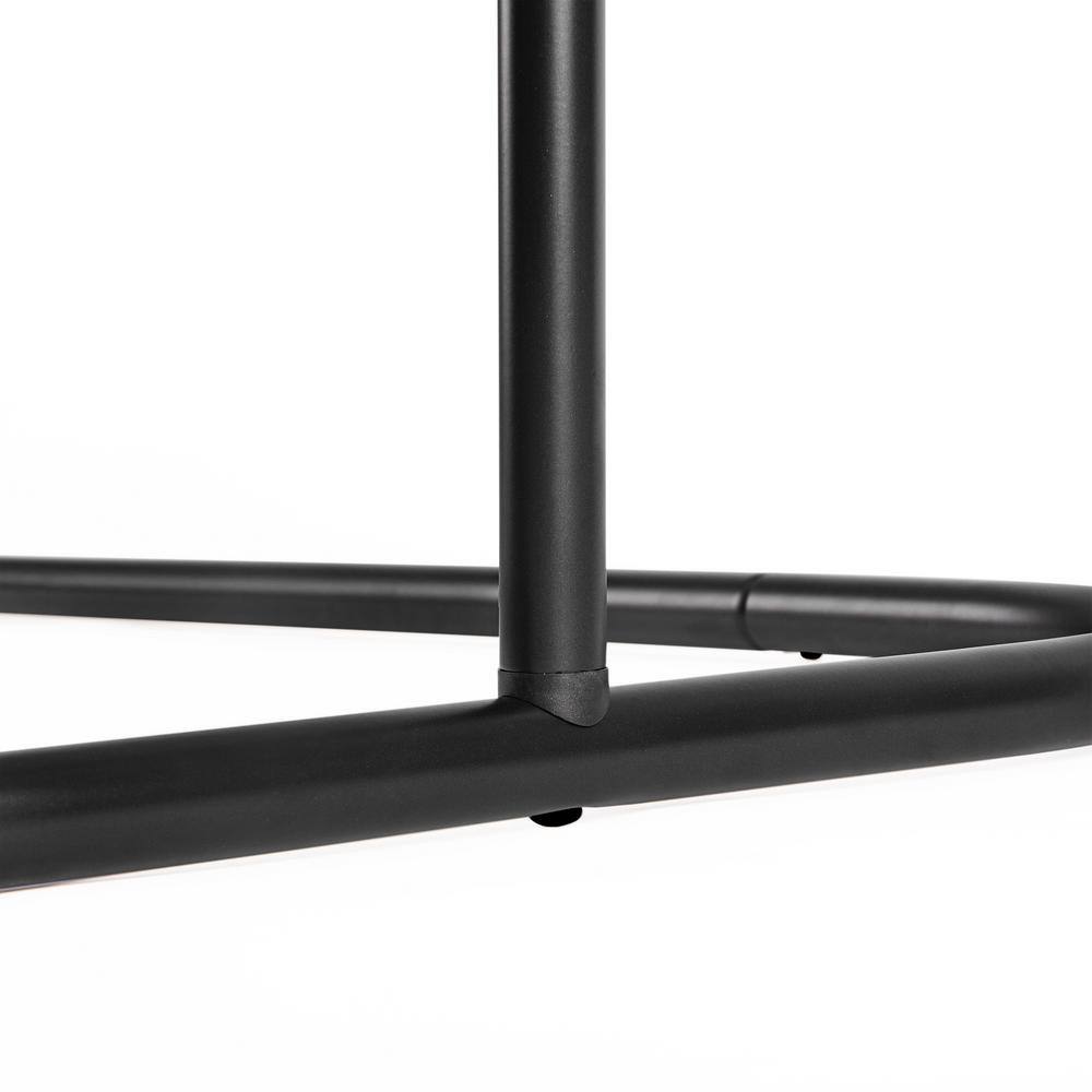 Matte Black and White Aluminum Ceiling Mounted D-Shaped Shower Curtain Rod