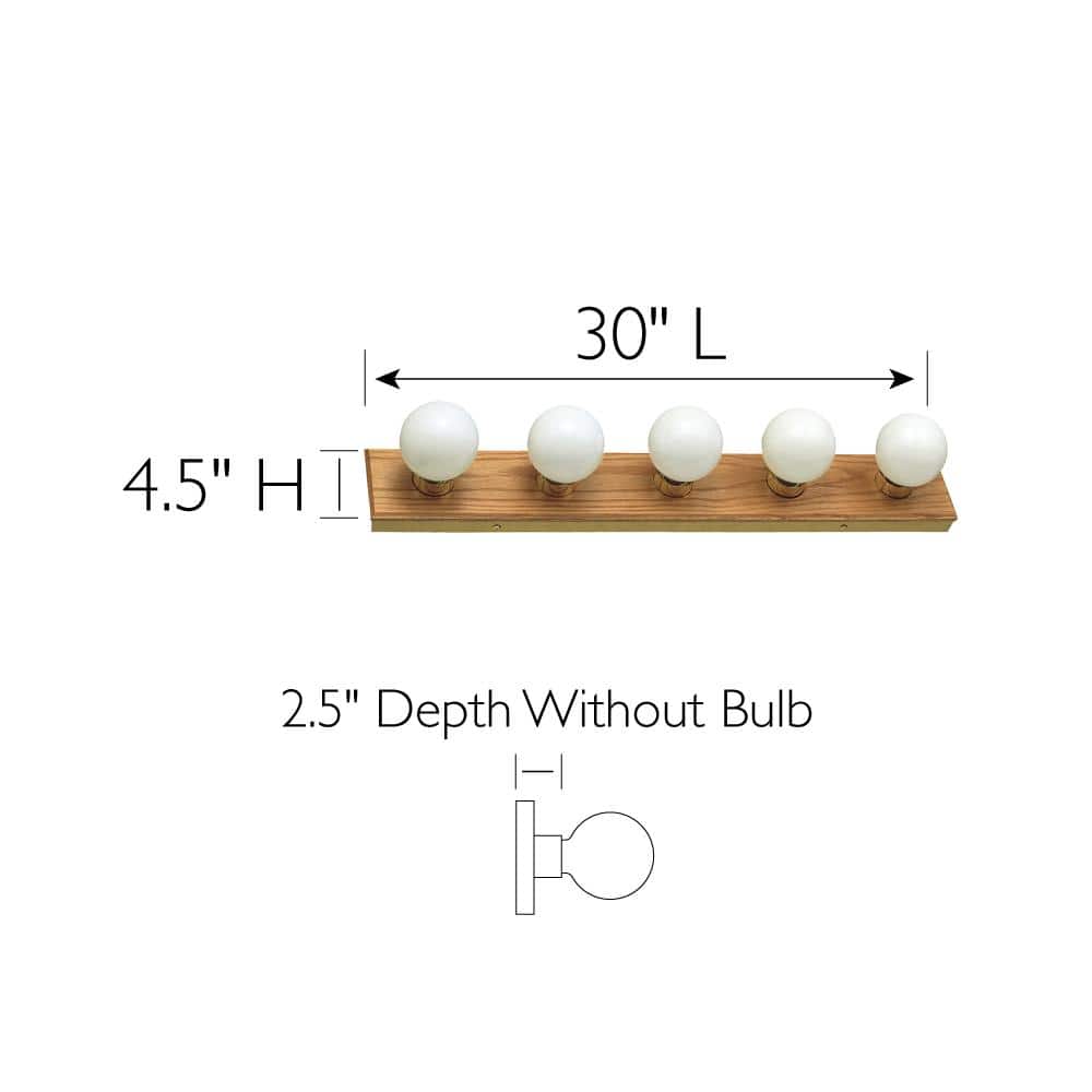 Honey Oak 5-Light Dimmable Vanity Strip Light