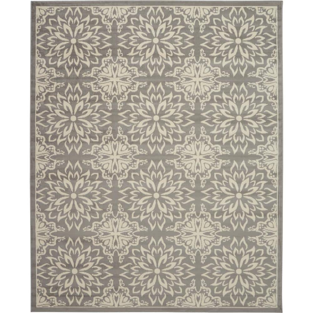 Nourison Silken Weave Floral Grey/Brick 10' x 13'4 Area Rug