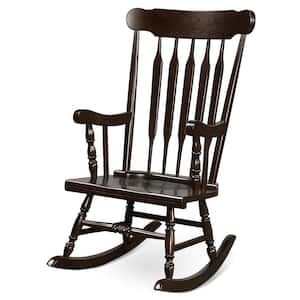 Brown All-Weather Solid Wood Outdoor Rocking Chair