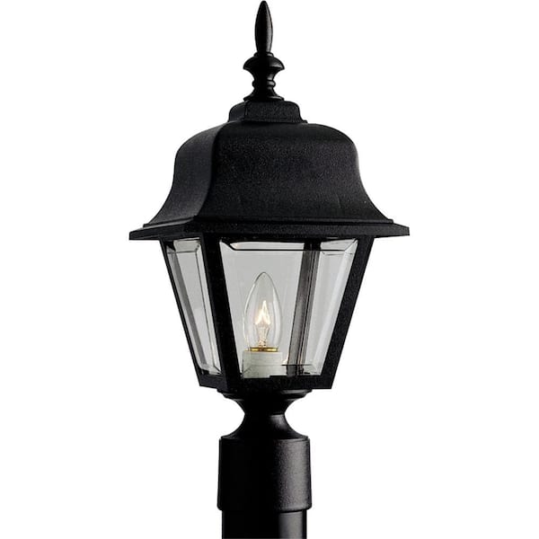 Progress Lighting Non-Metallic 1-Light Textured Black Clear Beveled Acrylic Shade Traditional Outdoor Post Lantern Light