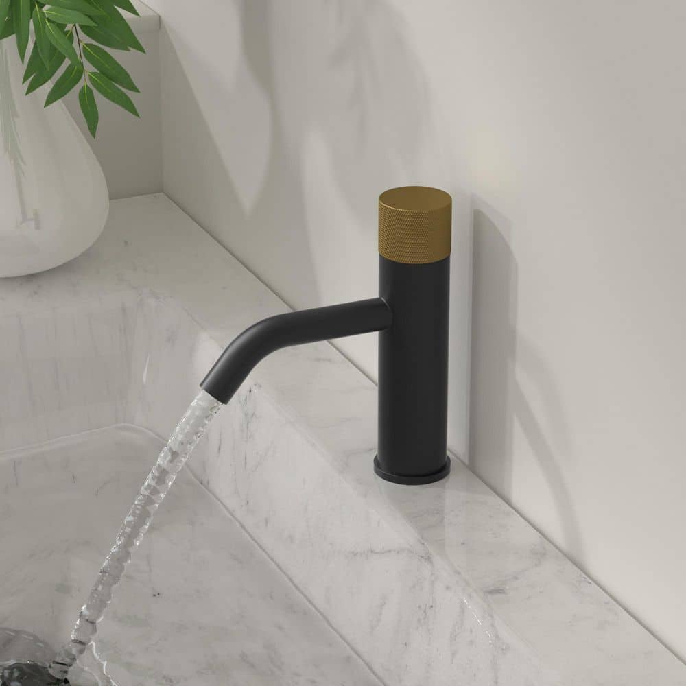 Single Handle Sink Faucet Modern Bathroom Single Hole Faucet with Pop-Up Drain in Black & Gold price history on PriceWatchPro