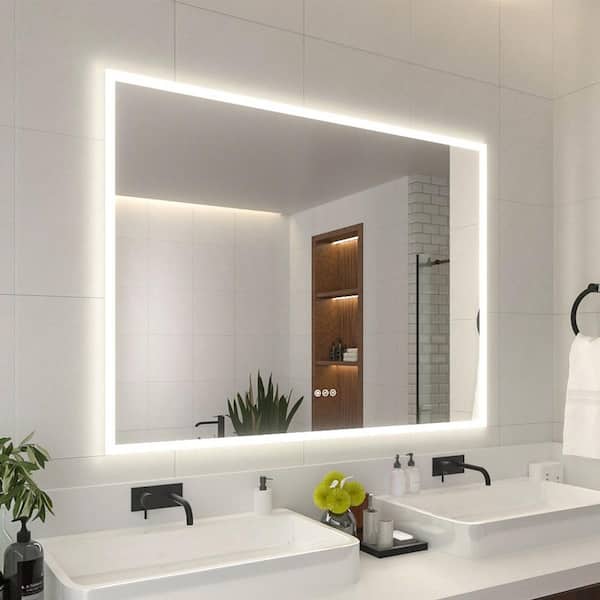 48 in. W x 36 in. H Rectangular Frameless LED Wall Bathroom Vanity Mirror