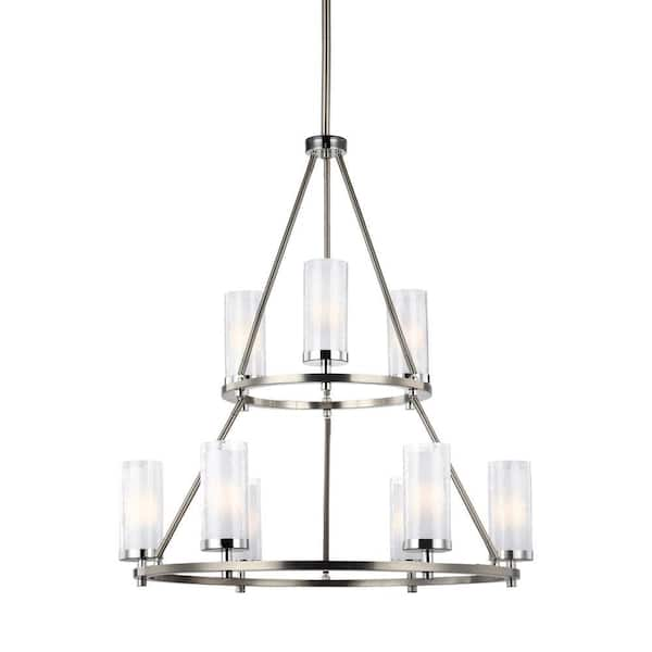 Generation Lighting Jonah 9-Light Satin Nickel/Chrome Modern ...