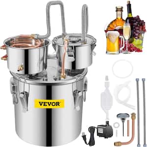 9.6 Gal. Alcohol Distiller Stainless Steel Double Thumper Keg Home Brewing Kit with Copper Tube & Water Pump