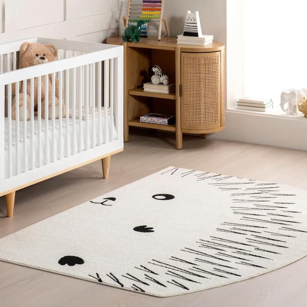 Amelie Hedgehog Kids Area Rug Off-White 8 ft. x 10 ft. Area Rug