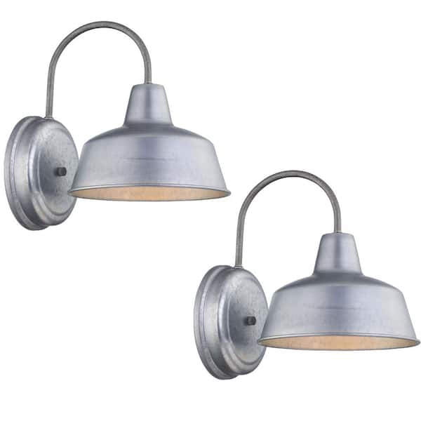 Pia Ricco 1-Light Galvanized Farmhouse Outdoor Wall Mount Barn Light Sconce (2-Pack)