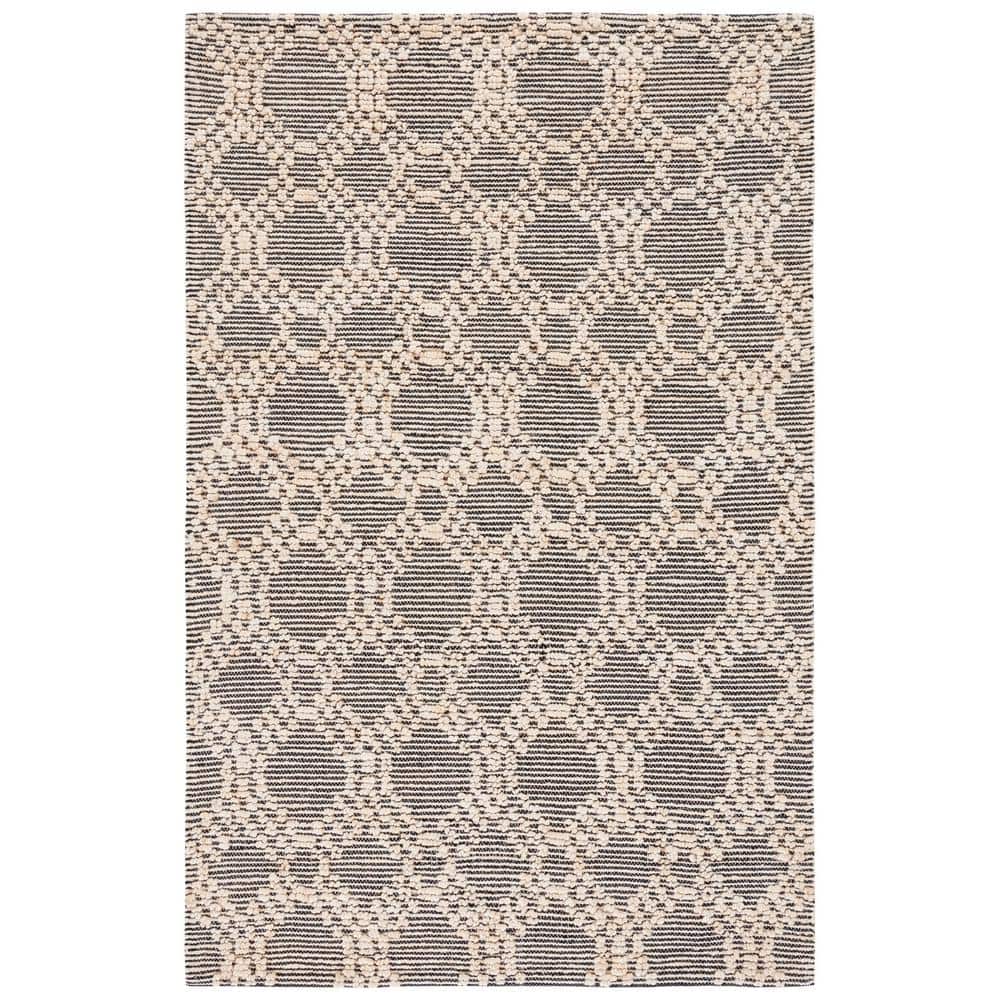 Black and Beige Flat Woven Cotton Area Rug 6' x 9'