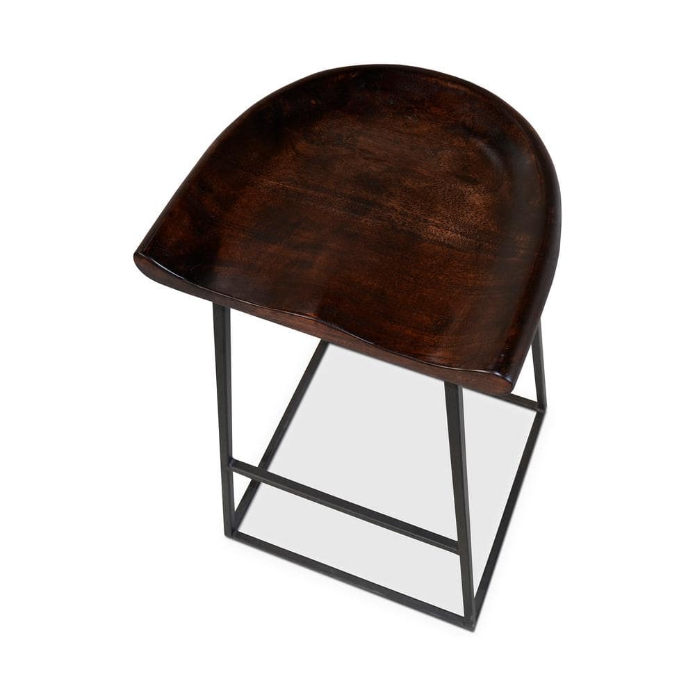 Jackman 25.5" Brown Acacia Wood and Steel Modern Counter Stool