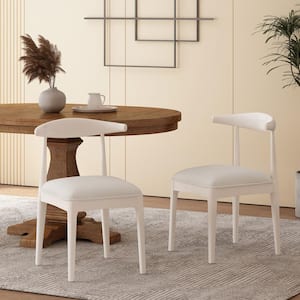 Cotterell Bleached Wood and Off White Linen Fabric Dining Chair (Set of 2)