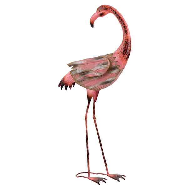 Regal Large Rustic Tropical Flamingo - Preening