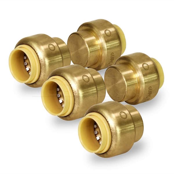 3/4 in. Plug End Cap Pipe Fitting Push to Connect PEX Copper CPVC Brass  (5-Pack)
