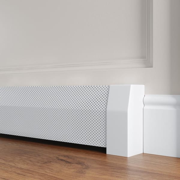 Baseboarders Premium Series 5 ft Galvanized Steel Slip-On Baseboard Heater Cover Replacement + Left and Right Endcaps, White| Easy Installation for