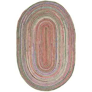 Cape Cod Natural/Multi 4 ft. x 6 ft. Oval Striped Area Rug