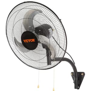 18 in. 3 Fan Speeds Wall Fan in Black Finish with Adjustable Head High Velocity Max. 4000 CFM Oscillating ETL Listed