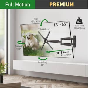 Barkan 13 in. to 65 in. Full Motion 4-Movement Extremely Extendable Extra Long Flat/Curved TV Wall Mount in Black