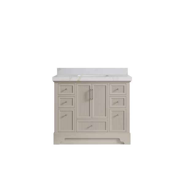 Willow Collections Alys 42 in. W x 22 in. D x 36 in. H Single Sink Bath Vanity in Fine Grain with 2 in. Calacatta Sienna Top
