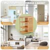 Costway 26 in. W x 13 in. D x 34.5 in. H Brown Wood Bathroom Storage Floor Linen Cabinet with Single Door and 3 Open Shelves JZ-10N013NA