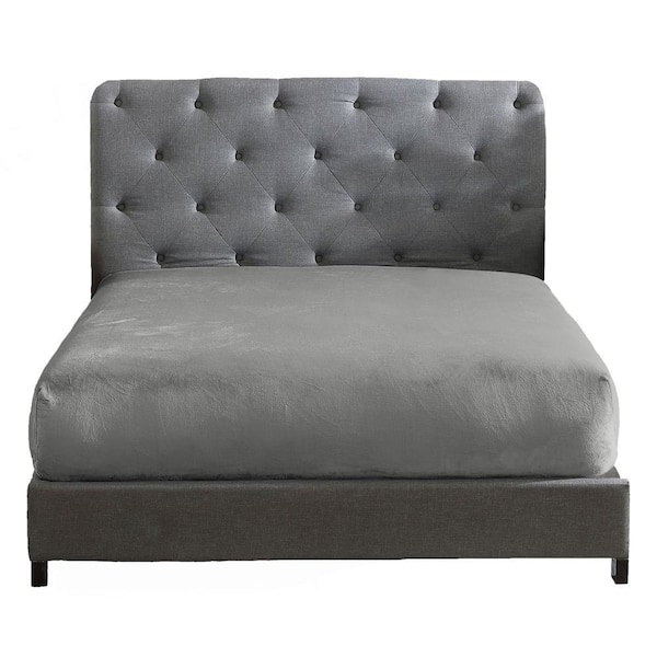 Polyester Twin Size Premium Flannel Plush Easy Fit 1-Piece Fitted Sheet, Gray