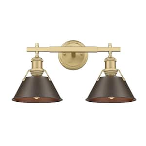 Orwell 18.25 in. 2-Light Brushed Champagne Bronze and Rubbed Bronze Vanity Light