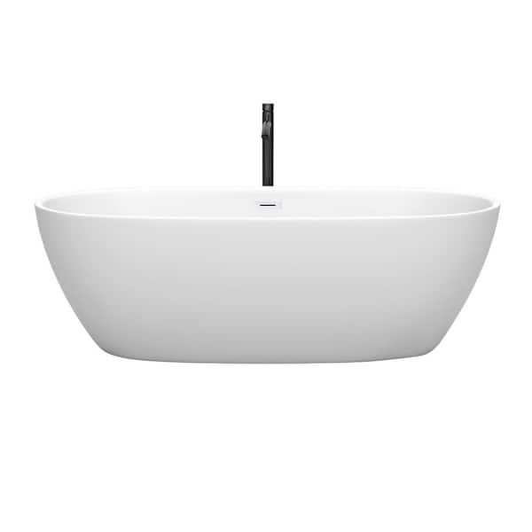 Juno 71 in. Acrylic Flatbottom Bathtub in Matte White with Matte Black Trim Juno 71 in. Acrylic Flatbottom Bathtub in Matte White with Matte Black Trim