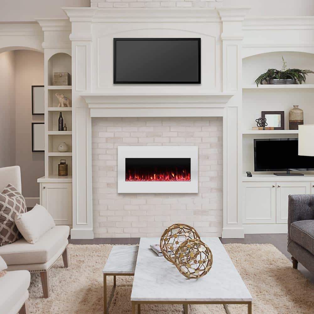 Northwest 36 in. Color Changing LED Electric Fireplace in White