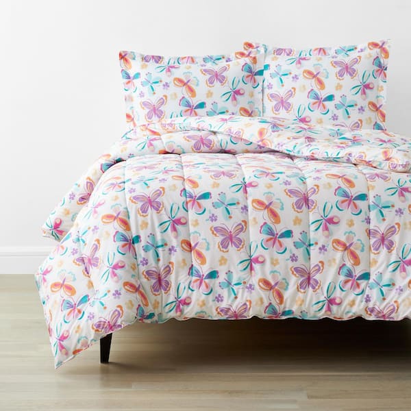 The Company Store Company Kids Butterflies Organic Cotton Percale Multi Cotton Full/Queen Comforter Set