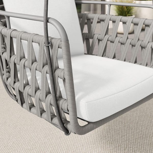 MODWAY Kaliah Outdoor Patio Aluminum Swing Chair in Light Gray