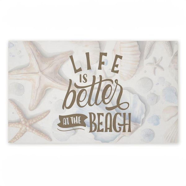 Better at Beach Seashells Beige 18 in. x 30 in. Polyester Non-Slip Outdoor Door Mat