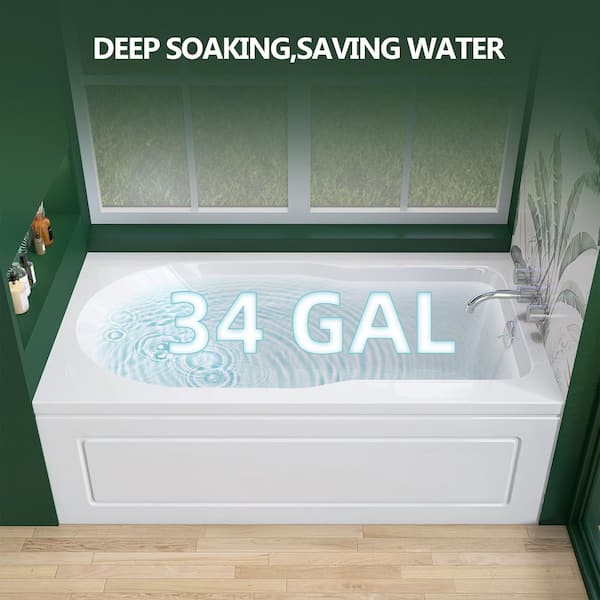 Zeafive Sez 60 in. x 32 in. Alcove/Apron Front Soaking Bathtub