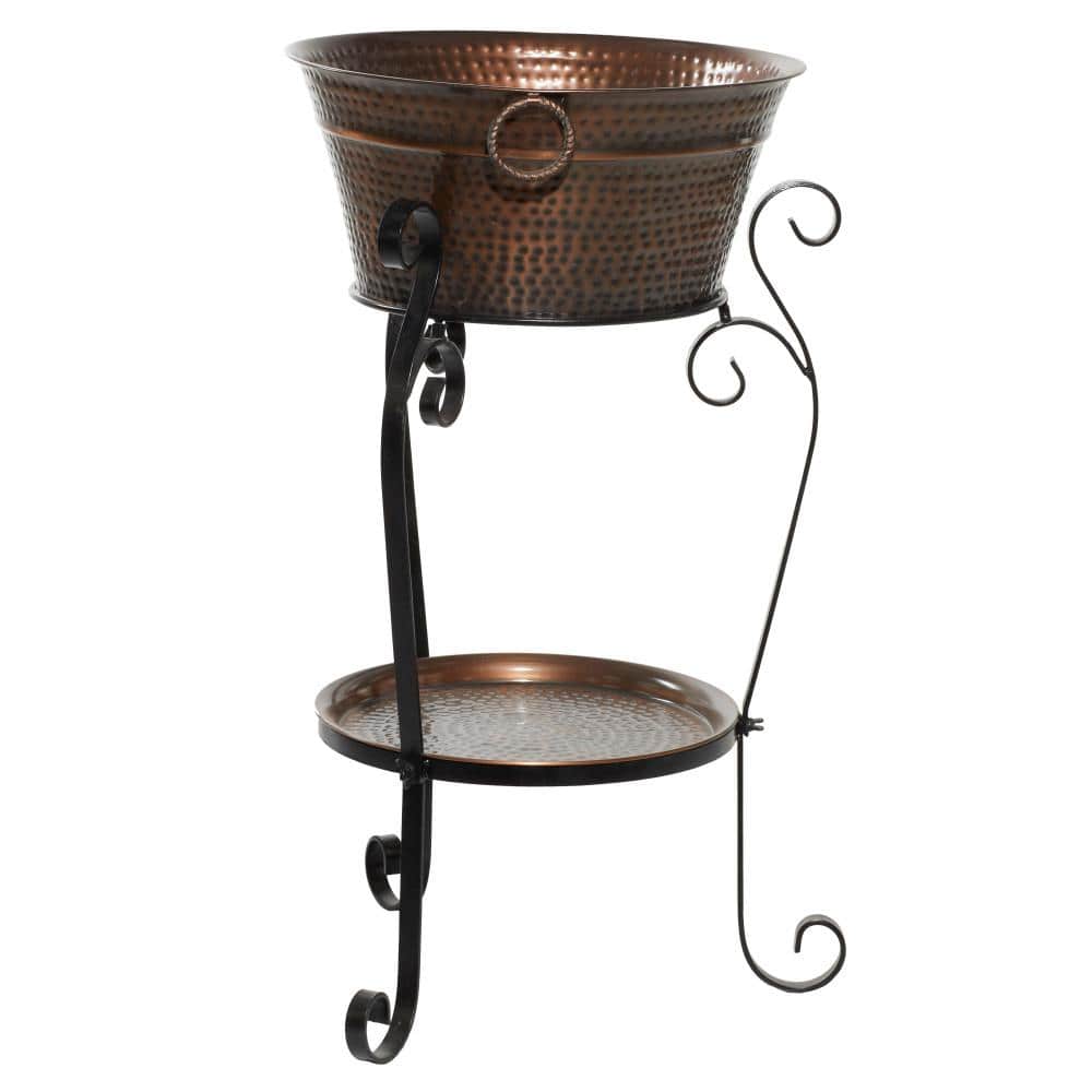 XL Copper Finish Metal Ice Bucket with Stand