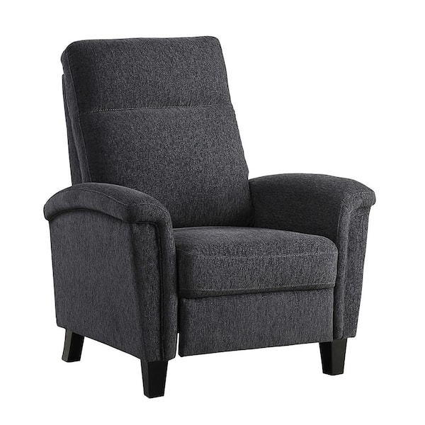 Lazzara Aragon Dark Gray Chenille Upholstered Push Back Recliner