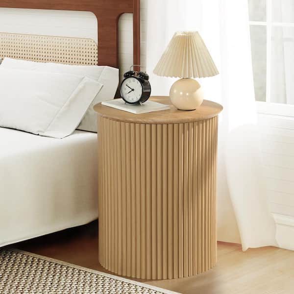 ATHMILE Natural 21.65 in. H Wavy Nightstands /Side Table NAD