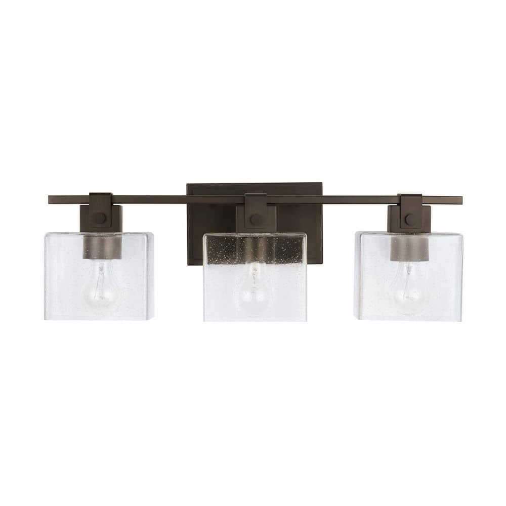 Graham 24 in. W x 8 in. H x 6 in. E 3-Light Vanity Light in Oil Rubbed Bronze with Clear Seeded Glass Shades price history on PriceWatchPro