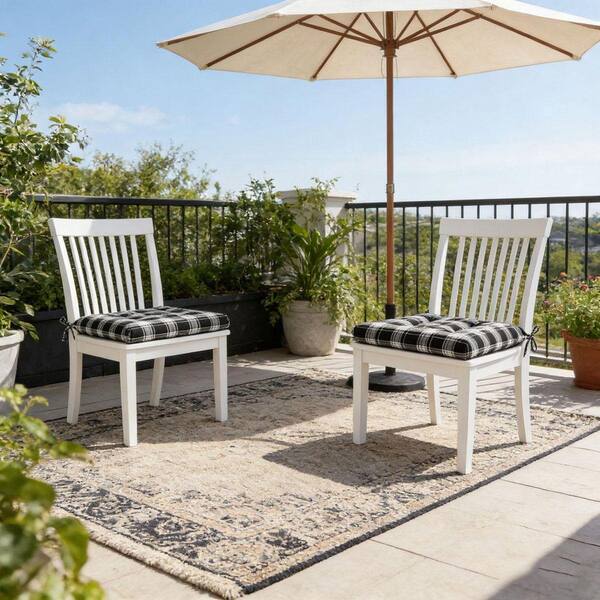 4 Piece Trapezoid Outdoor Plaid Chair Outdoor Seat Cushion