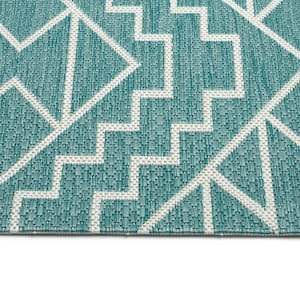 Soleri Collection Turquoise 3'11" x 5'11" Rectangle Residential Indoor-Outdoor Area Rug