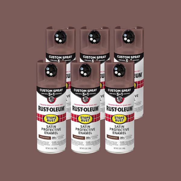 12 oz. Custom Spray 5-in-1 Satin Chestnut Brown Spray Paint (Case of 6)