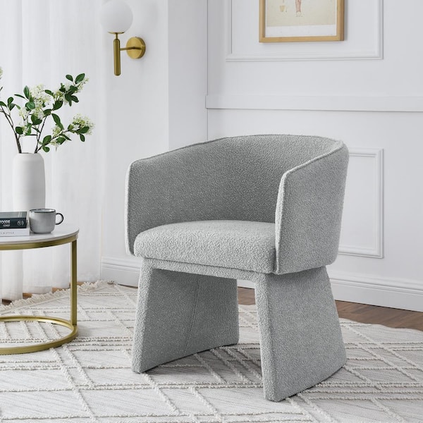 Unbranded Modern Accent Chair Gray Velvet Arm Chair Barrel Lounge Chair Lazy Sofa Chair with Curved Backrest Dining Chair