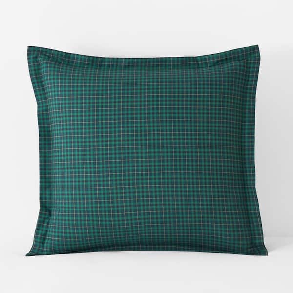 The Company Store Company Cotton Joey Plaid Green Multi Cotton Percale Euro Sham