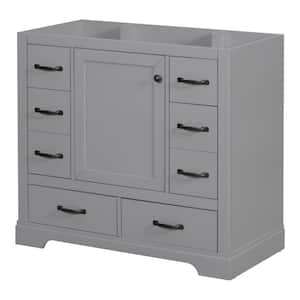 Virubi 35 in. Freestanding Bath Vanity Cabinet without Top in Gray