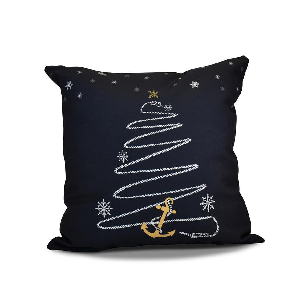 Holiday Anchor Holiday Throw Pillow in Navy Blue